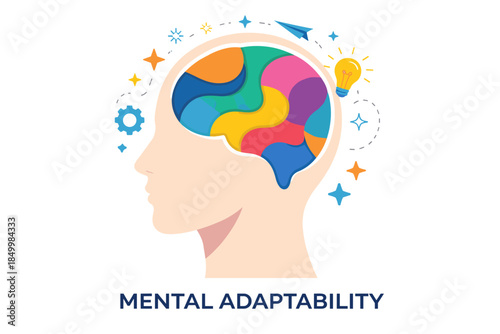 Creative thinking and adaptability concept in human mind with colorful abstract design