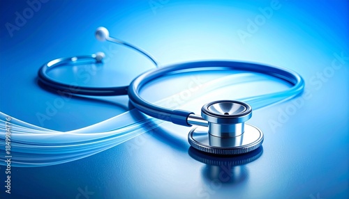 Modern Medical Office with Stethoscope, Computer, and Urban View