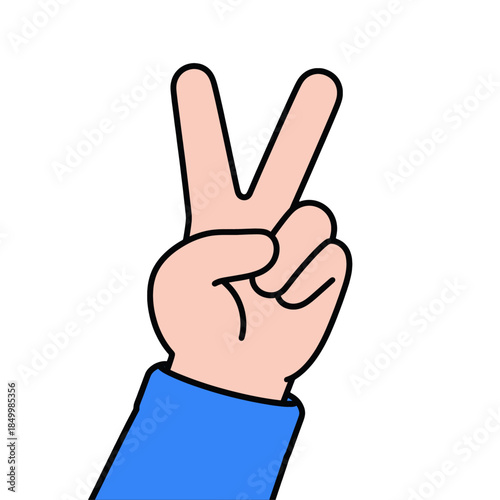 Hand making victory sign with two fingers