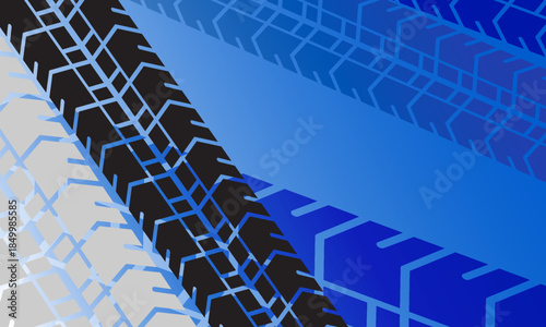 Blue gradient tire tracks background.