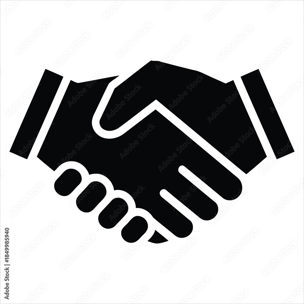Obraz premium Handshake Silhouette Vector Icon - Business Deal Agreement and Partnership Concept.