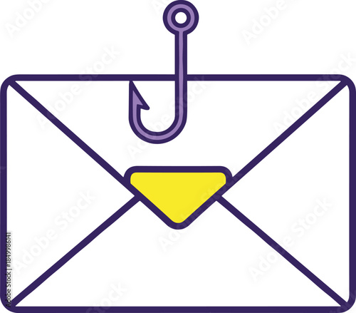 Simple outline symbol showing a mail envelope targeted by a lure to denote specialized social engineering tactics, malicious links, and internet data theft.
