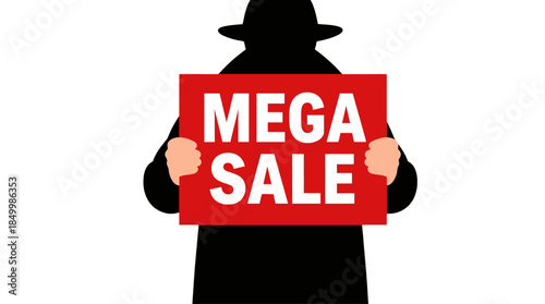 Person Holding a Red Mega Sale Sign