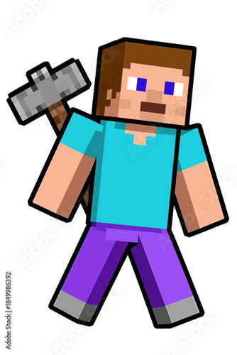 Pixel art character holding a pickaxe