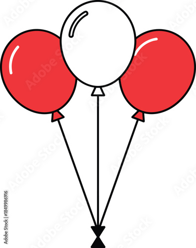 Modern outline icons showing a collection of decorative air balloons to denote specialized festive decoration, grand opening events, or problematic party supply discovery findings.