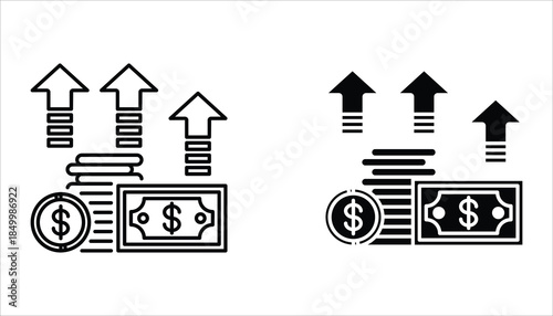 Inflation vector Icons set. Symbol of financial interests. Linear style inflation icon. Vector illustration isolated on white background.