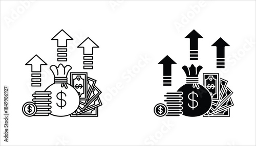 Inflation vector Icons set. Symbol of financial interests. Linear style inflation icon. Vector illustration isolated on white background.