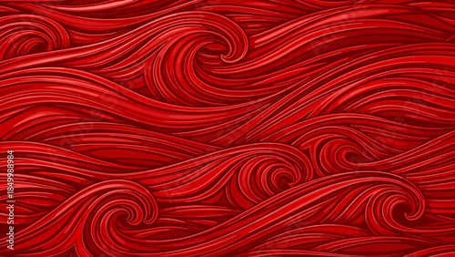 Red Swirling Pattern with Wavy Lines.