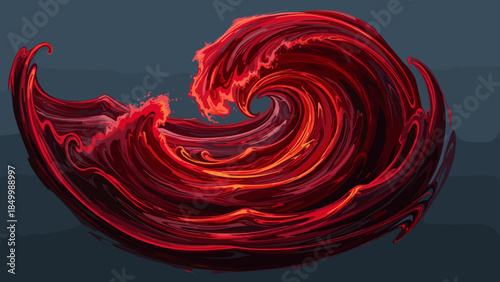 Red Swirling Wave Pattern Design Element.
