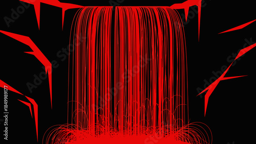 Red Waterfall with Abstract Dark Background.