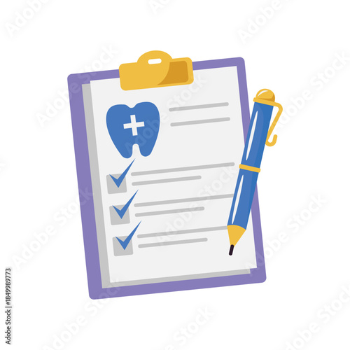 Medical Health Checklist on Clipboard with Pen Icon.