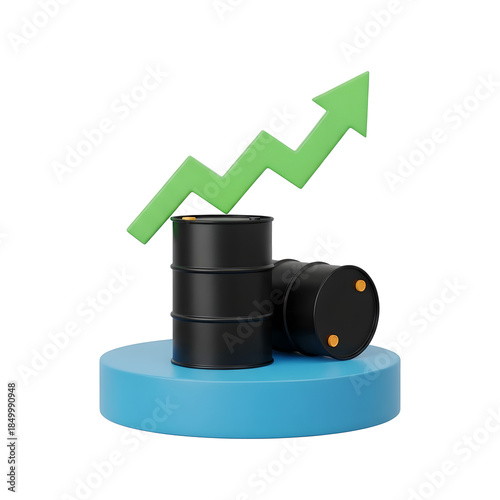 Oil Barrels Green Arrow Up Isolated On Transparent Background