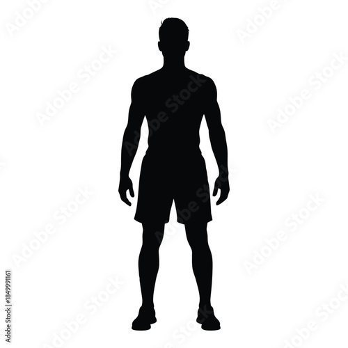 Man standing in athletic wear as silhouette on white background