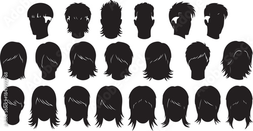Collection of Black Silhouette Hairstyles head profile