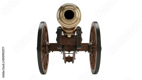 Bilde på lerret Antique brass cannon isolated PNG on transparent background, vintage artillery w