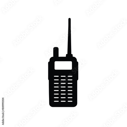 Walkie talkie radio transceiver black silhouette communication device for instant connection