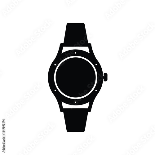 Wristwatch icon in flat style elegant black and white simple modern accessory for time telling