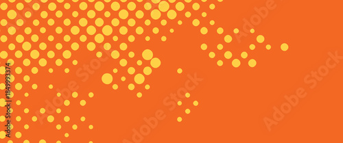Bright orange pixelated dotted texture overlay. orange halftone pattern. Retro comic gradient background. Cartoon pop art faded gradient pattern. abstract halftone background.