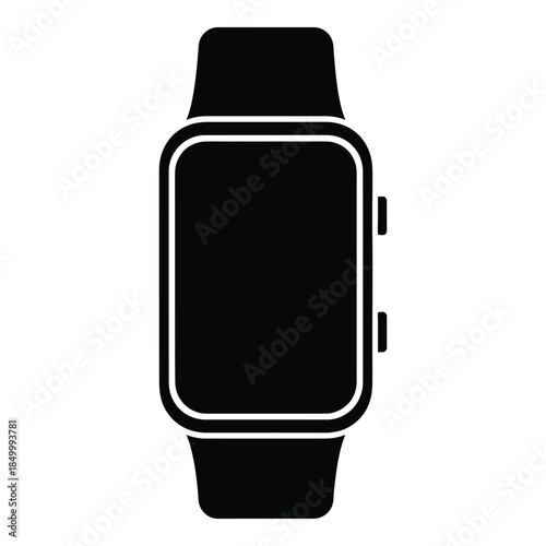 Smartwatch with blank screen and wristband  modern wearable technology device