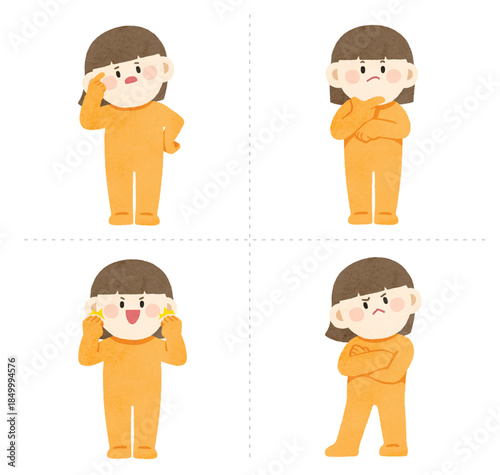 Girl Character Simple Standing Poses Illustration