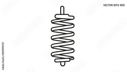 Black Outline Spring Icon on Isolated White Background