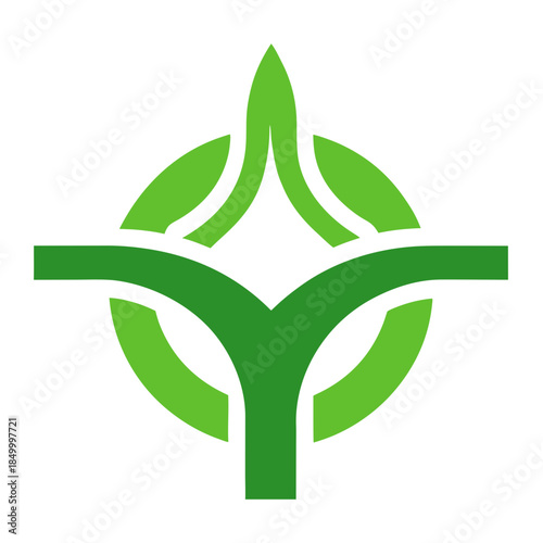 Abstract green leaf logo design representing growth and natural concepts