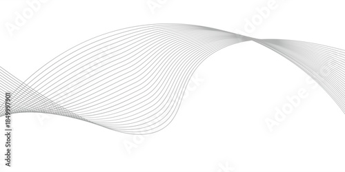 Abstract wave element for design. Digital frequency track equalizer. Stylized line art background. Vector illustration. Wave with lines created using blend tool. Curved wavy line, smooth stripe.