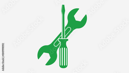 Screwdriver and Adjustable Wrench Crossed Tools.