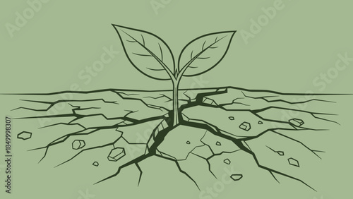 Seedling with Roots Growing Underground.