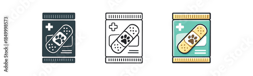veterinary first aid adhesive bandage with paw pattern on package