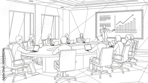 Dynamic business presentation outlining financial growth strategy in a corporate meeting setting