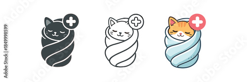 veterinary first aid small cat wrapped towel for gentle care