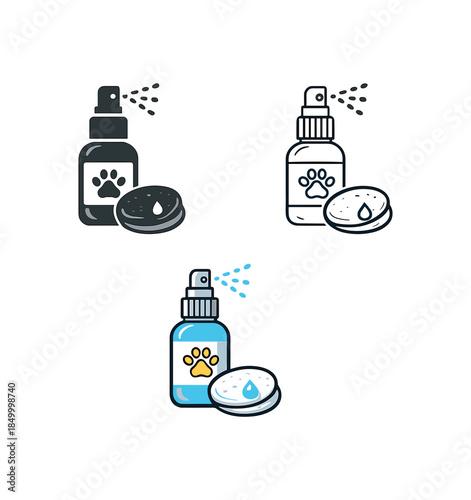 veterinary first aid wound cleaning spray bottle and cotton pad