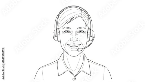 Smiling woman providing exceptional customer service with a professional headset illustration