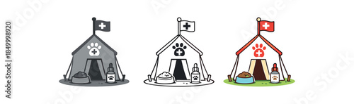 veterinary first aid emergency tent for animals with sign