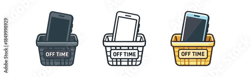 digital wellbeing phone small basket labeled off time