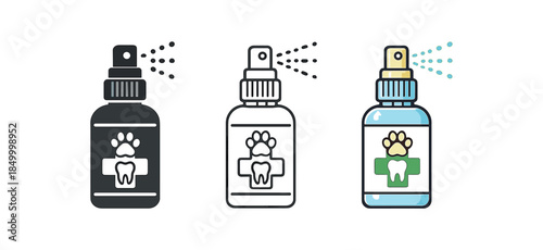 veterinary first aid bottle of antiseptic spray with tooth and paw label