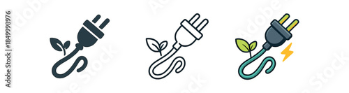 digital wellbeing unplugged symbol with power plug and small leaf