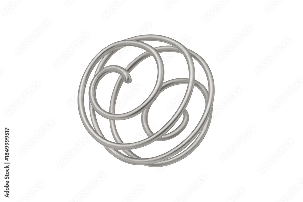Fototapeta premium Abstract metallic intertwined spiral wire object modeling a complex knot
