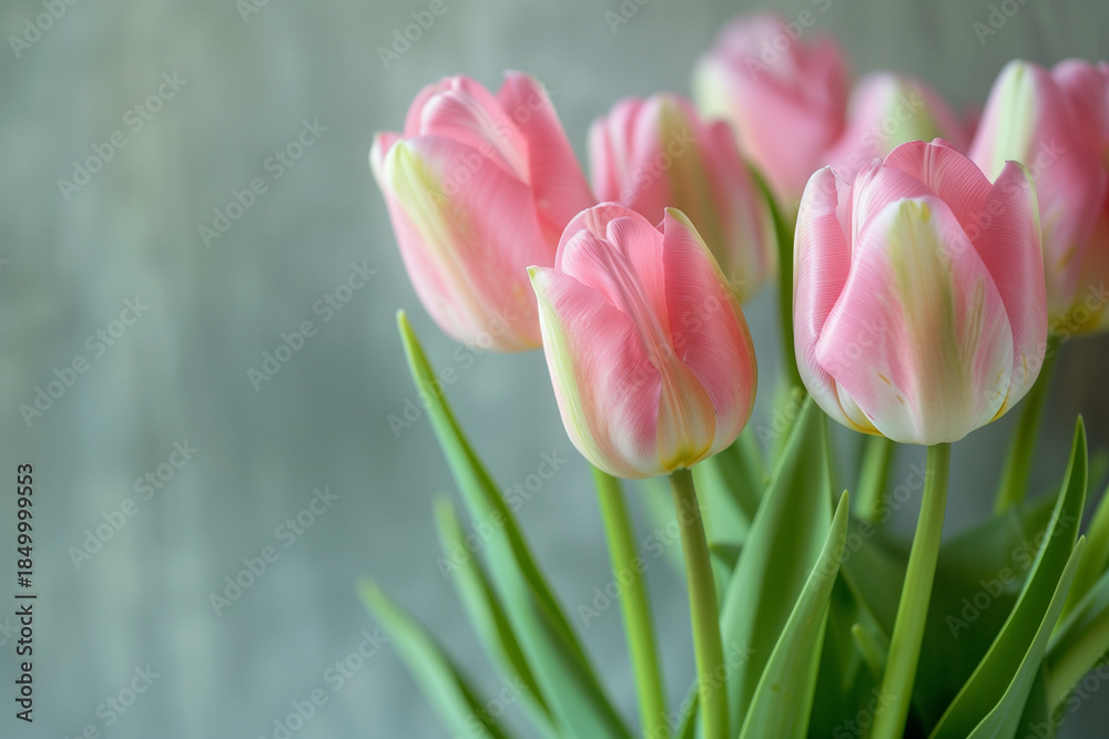 Fototapeta premium Valentine’s Day Pink Tulips Background