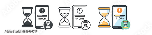 digital wellbeing hourglass and phone showing screen time limit