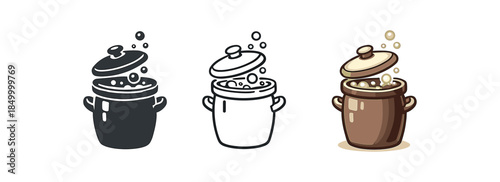 fermentation fermenting crock with bubbling liquid and lid slightly open