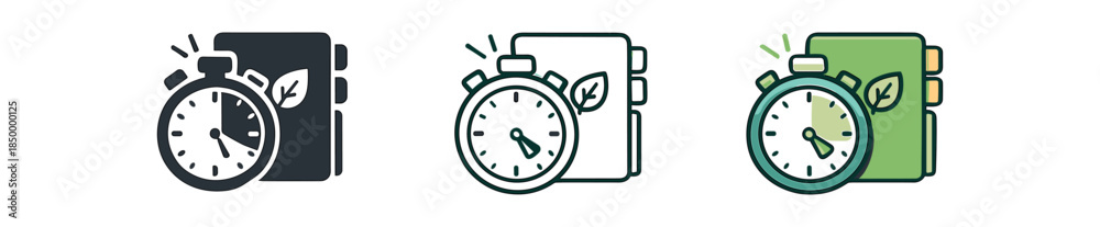 Obraz premium productivity focus timer and notebook with small leaf