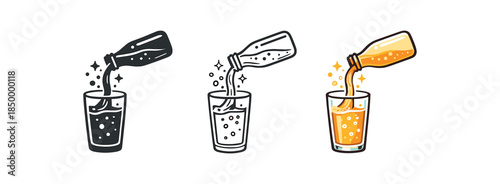 fermentation kombucha pouring into glass with fizzy sparkle