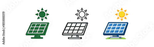 eco lifestyle solar panel and sun symbol