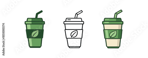 eco lifestyle reusable coffee cup and straw