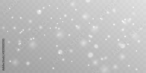 Soft white dust glows with delicate shimmering bokeh. Light particles create a peaceful festive feeling. Perfect for Christmas and winter overlay designs vector