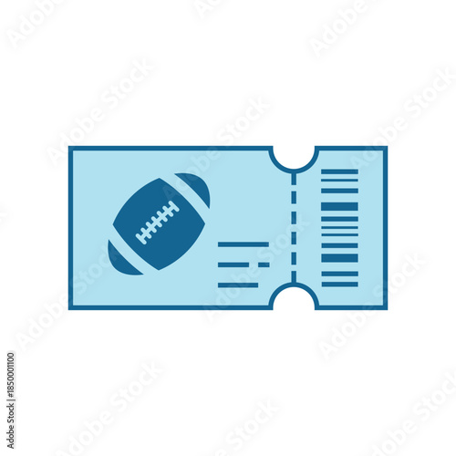 American football tickets light blue icon. Access to football match. Admission passes to sport event. RGB color sign. Simple design. Web symbol. Contour line. Flat illustration. Isolated object