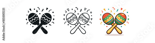 cinco de mayo maracas crossed with confetti background