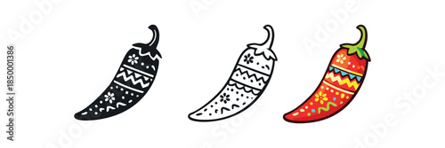 cinco de mayo decorated chili pepper with festive pattern